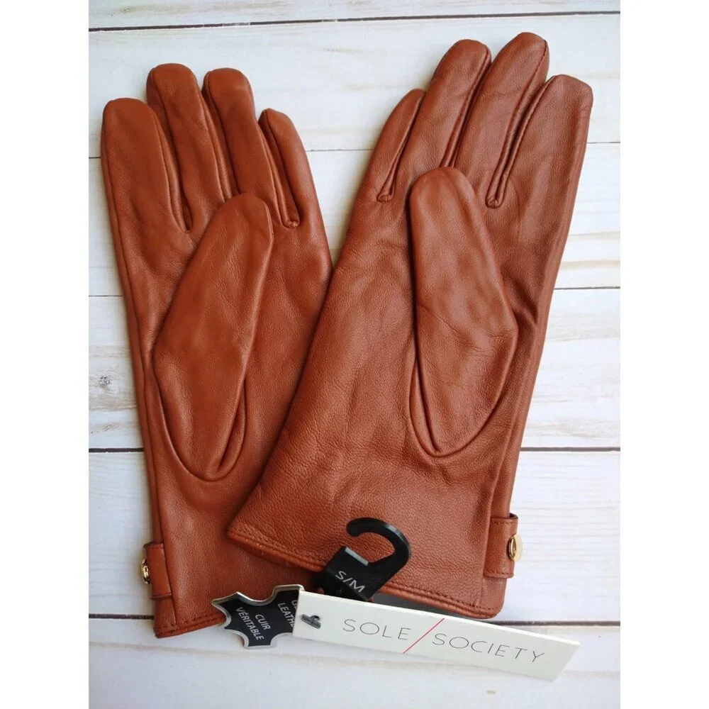 Sole Society Leather Gloves with Studs NWT